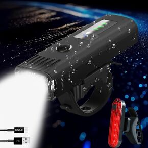 Ultra Bright USB Rechargeable Bike Light Set, 4 Light Modes Bicycle Front Headlight and Back Taillight, Night Riding Waterproof Bike Front & Rear Light for Men Women Kids Road Mountain Cycling
