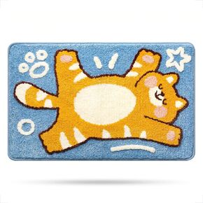 Molesun Cat Bath Mat Bathroom Rug, Plush Microfiber Shower Rug Non-Slip Water Absorbent Bath Rug, Funny Animal Floor Mats for Kids Room, Bedroom, Kitchen (Orange Tabby Cat, 16 x 24)