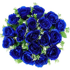 Cemetery Flowers for Grave 18 Silk Artificial Flowers for Cemetery Red Memorial Roses Flowers for Headstones Gravesite Grave Vase Funeral Decorations