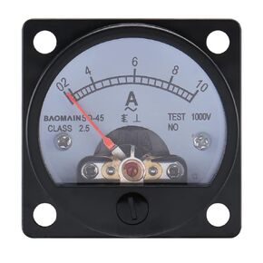 Baomain Ammeter AC 0-10A Round Analog Panel Meter Class 2.5 Accuracy Black SO-45