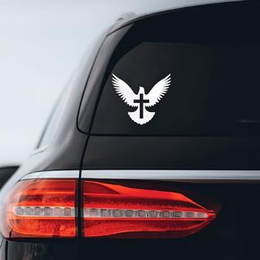 Peace Dove Jesus Cross Sticker Decal Notebook Car Laptop 6" x 5" (White)