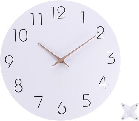 PATIKIL 12 Inch Wall Clock, Quartz Battery Operated Silent Non-Ticking Round Wall Clocks Decorative for Office Bedroom Living Room, White in Saudi Arabia