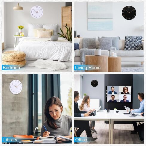 PATIKIL 12 Inch Wall Clock, Quartz Battery Operated Silent Non-Ticking Round Wall Clocks Decorative for Office Bedroom Living Room, White in Saudi Arabia