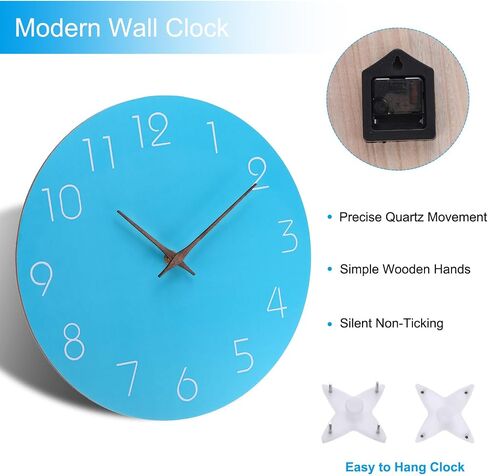 PATIKIL 12 Inch Wall Clock, Quartz Battery Operated Silent Non-Ticking Round Wall Clocks Decorative for Office Bedroom Living Room, White in Saudi Arabia
