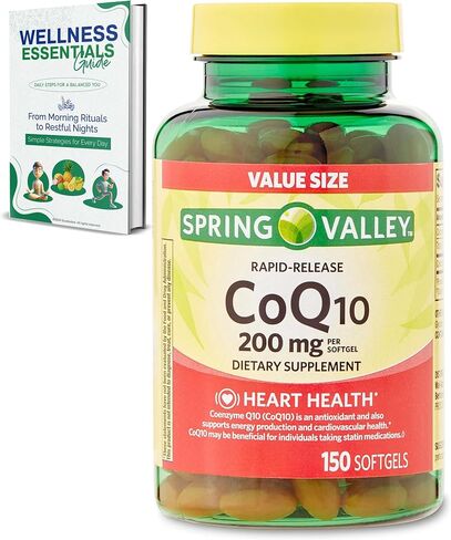 CoQ10 200mg Rapid Release Softgels, 200mg, 150 Count, 150 Day Supply | Energy Production, Heart Health & Antioxidant Support | Non-GMO, Gluten-Free, Dairy-Free in Saudi Arabia