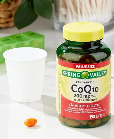CoQ10 200mg Rapid Release Softgels, 200mg, 150 Count, 150 Day Supply | Energy Production, Heart Health & Antioxidant Support | Non-GMO, Gluten-Free, Dairy-Free in Saudi Arabia