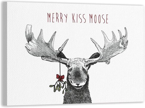 NEGIGA Moose Decor,Moose Pictures Wall Decor,Wall Art For Living Room 14X11 Inch,Christmas Wall Decorations Indoor,Moose Christmas Decorations 137 in Kuwait