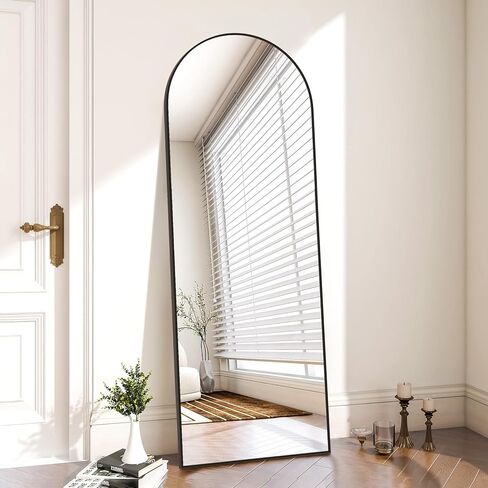 Simple Deluxe Arched Full Length Mirror, Floor Mirror with Stand, 59"x16" Large Mirror, Wall Mirror Full Length, Body Floor Mirror, Wall Mounted Mirror for Bedroom, Black in Saudi Arabia