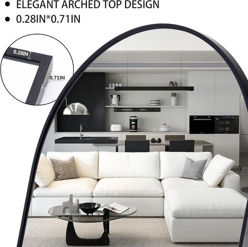 Simple Deluxe Arched Full Length Mirror, Floor Mirror with Stand, 59"x16" Large Mirror, Wall Mirror Full Length, Body Floor Mirror, Wall Mounted Mirror for Bedroom, Black in Saudi Arabia