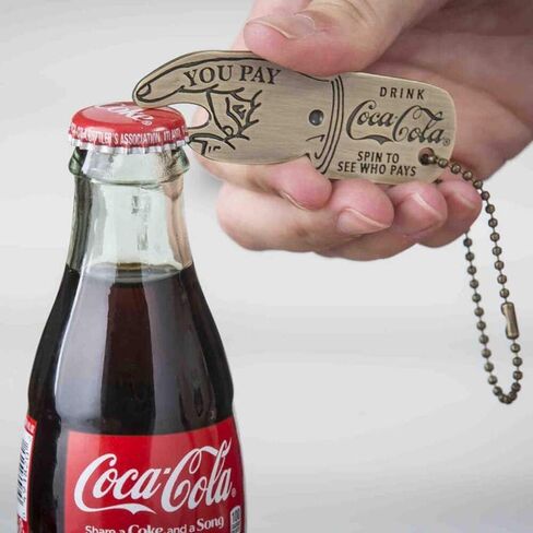 فتاحة زجاجات كوكا كولا ودوار من تابل كرافت مع سلسلة من الفولاذ المطلي بالنحاس مقاس 3.25 × 1.25 × .25 بوصة in Kuwait