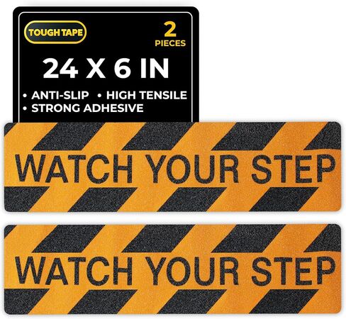 Durable and Highly Visible Caution Watch Your Step Sign Sticker for Workplace and Home - Caution Signs for Indoor and Outdoor Safety - Warning Tape (6pcs) in Saudi Arabia