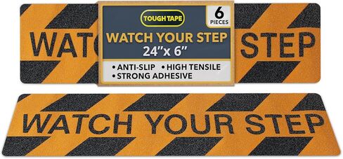 Durable and Highly Visible Caution Watch Your Step Sign Sticker for Workplace and Home - Caution Signs for Indoor and Outdoor Safety - Warning Tape (6pcs) in Saudi Arabia