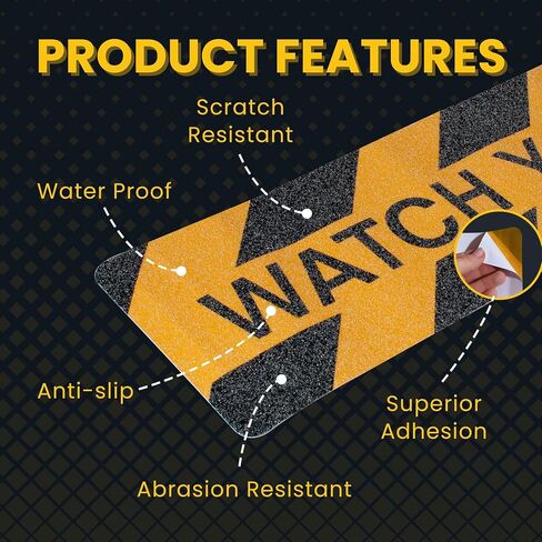 Durable and Highly Visible Caution Watch Your Step Sign Sticker for Workplace and Home - Caution Signs for Indoor and Outdoor Safety - Warning Tape (6pcs) in Saudi Arabia