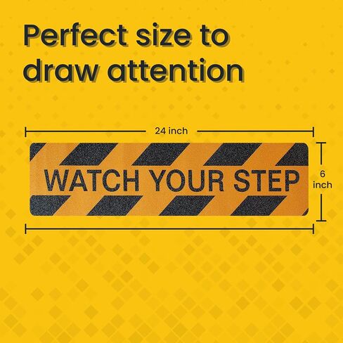 Durable and Highly Visible Caution Watch Your Step Sign Sticker for Workplace and Home - Caution Signs for Indoor and Outdoor Safety - Warning Tape (6pcs) in Saudi Arabia
