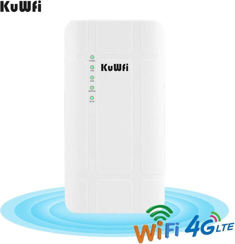 راوتر KuWFi مقاوم للماء خارجي 4G LTE CPE SIM بطاقة WiFi 150 ميجابت في الثانية CAT4 SIM LTE تعمل أجهزة التوجيه مع كاميرا IP أو تغطية WiFi خارجية مع هوائي 2 قطعة تعمل فقط مع وضع بطاقة SIM وليس للولايات المتحدة الأمريكية in Saudi Arabia