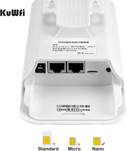راوتر KuWFi مقاوم للماء خارجي 4G LTE CPE SIM بطاقة WiFi 150 ميجابت في الثانية CAT4 SIM LTE تعمل أجهزة التوجيه مع كاميرا IP أو تغطية WiFi خارجية مع هوائي 2 قطعة تعمل فقط مع وضع بطاقة SIM وليس للولايات المتحدة الأمريكية in Saudi Arabia