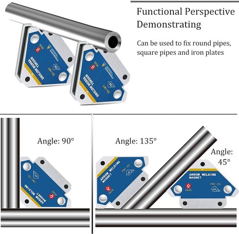 Set of 4 Arrow Welding Magnets, Angled 45°, 90°, 135° Rugged Magnet Welding Clips for Holding Metal Strong Hand Tools - Magnetic Welding Holders from Magsamson (13KG/28 LBS) in Saudi Arabia