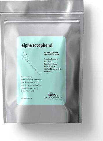 Alpha Tocopheryl Acetate Vitamin E Powder for Skin Care DIY Cosmetic Grade 700 IU Acetate Powder (1 Ounce / 28 Gram) in Kuwait