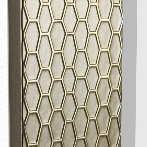 Head West Champagne Honeycomb Embossed Beveled Framed Wall Mount Vanity Mirror, Accent Decorative Mirror for Wall Decor, Modern Bathroom Mirrors for Over Sink, Bedroom Living Room Entryway 25.5"x31.5" in Kuwait