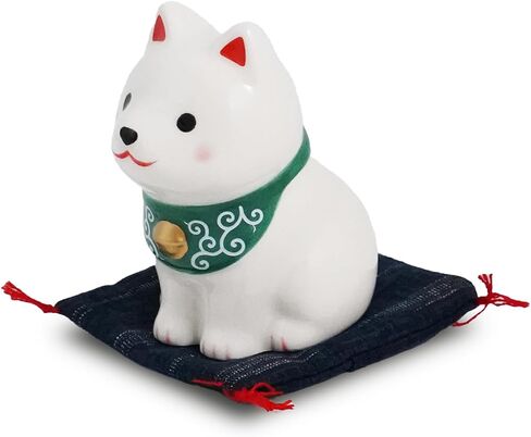Hand-Painted Ceramic Shiba Inu Figurine - 2.9 Inch Cute Dog Statue with Cushion for Desk or Kitchen Decor, Ideal Gift for Dog Lovers, Japanese Pottery Ornament (White Shiba) in Saudi Arabia