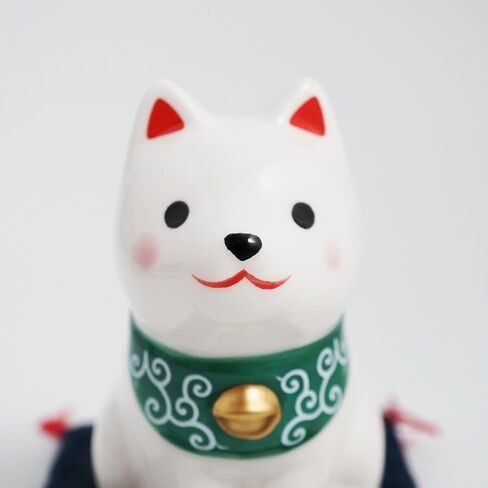 Hand-Painted Ceramic Shiba Inu Figurine - 2.9 Inch Cute Dog Statue with Cushion for Desk or Kitchen Decor, Ideal Gift for Dog Lovers, Japanese Pottery Ornament (White Shiba) in Saudi Arabia