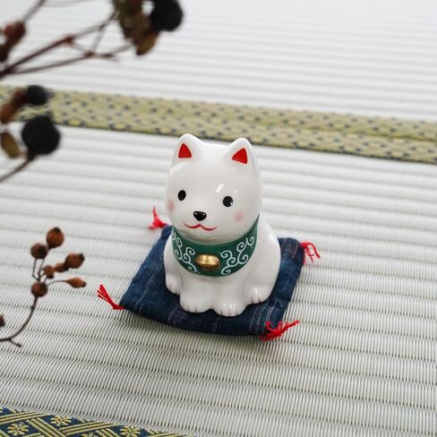 Hand-Painted Ceramic Shiba Inu Figurine - 2.9 Inch Cute Dog Statue with Cushion for Desk or Kitchen Decor, Ideal Gift for Dog Lovers, Japanese Pottery Ornament (White Shiba) in Saudi Arabia