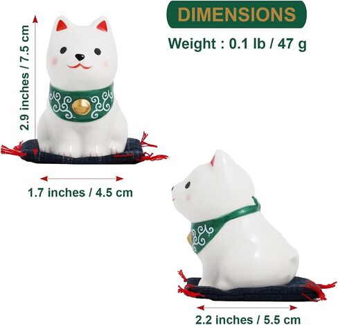 Hand-Painted Ceramic Shiba Inu Figurine - 2.9 Inch Cute Dog Statue with Cushion for Desk or Kitchen Decor, Ideal Gift for Dog Lovers, Japanese Pottery Ornament (White Shiba) in Saudi Arabia