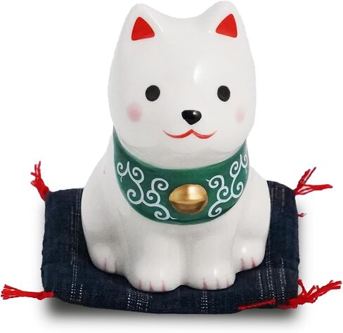 Hand-Painted Ceramic Shiba Inu Figurine - 2.9 Inch Cute Dog Statue with Cushion for Desk or Kitchen Decor, Ideal Gift for Dog Lovers, Japanese Pottery Ornament (White Shiba) in Saudi Arabia