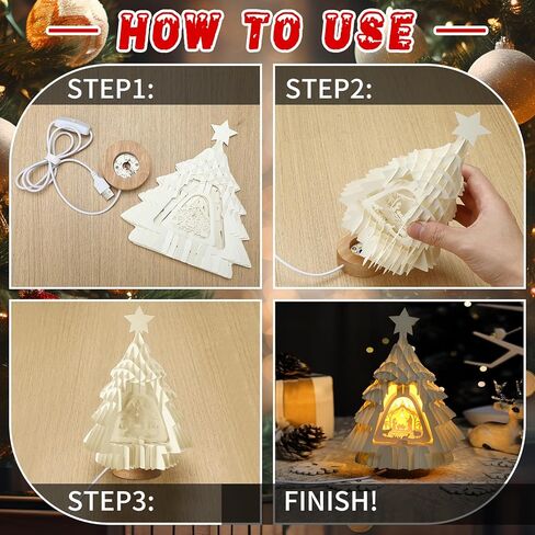 مجموعة المهد تضيء مشهد عيد الميلاد للديكور الداخلي مع ضوء LED لورق الطاولة على شكل شجرة عيد الميلاد على شكل عيد الميلاد يسوع، هدايا مسيحية دينية لديكور رف الطاولة in Kuwait