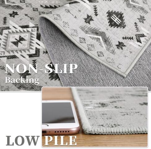 سجادة منطقة COZYLOOM مقاس 8 × 10 صناديق حديثة سجادة كبيرة غير قابلة للانزلاق سجادة منخفضة الوبر رفيعة للغاية وغطاء للأرضية الداخلية سجادة قابلة للغسل لغرفة المعيشة وغرفة الطعام، رمادي داكن in Kuwait