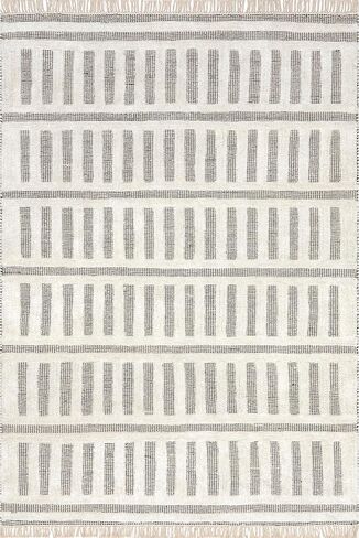 Rugs USA x Emily Henderson Merrick Tasseled Cotton and Wool Area Rug, 6x9, Black in Kuwait