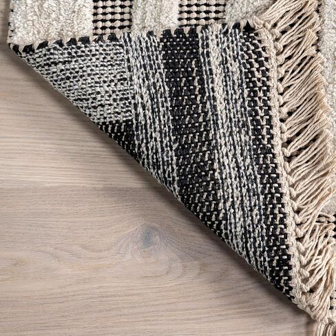 Rugs USA x Emily Henderson Merrick Tasseled Cotton and Wool Area Rug, 6x9, Black in Kuwait