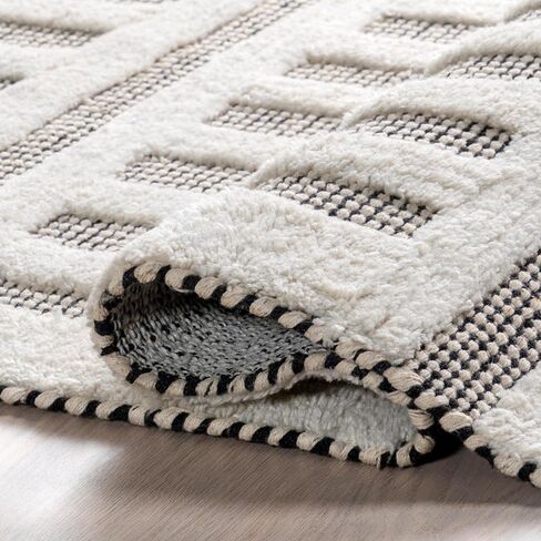 Rugs USA x Emily Henderson Merrick Tasseled Cotton and Wool Area Rug, 6x9, Black in Kuwait