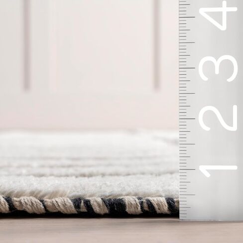 Rugs USA x Emily Henderson Merrick Tasseled Cotton and Wool Area Rug, 6x9, Black in Kuwait