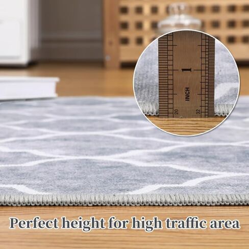 COZYLOOM Area Rug 8x10 Modern Boxes Large Rug Non Slip Low Pile Rug Ultra Thin Indoor Floor Cover Throw Rug Washable Carpet for Living Room Dining Room, Dark Grey in Kuwait