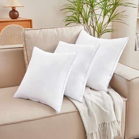 Qeils 18 x 18 Pillow Inserts Set of 2 White Throw Pillow Inserts with Soft Polyester Cover - Rectangle Square Interior Sofa Pillow Inserts Decorative Pillow Insert White Couch Pillow in Saudi Arabia