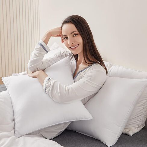 Qeils 18 x 18 Pillow Inserts Set of 2 White Throw Pillow Inserts with Soft Polyester Cover - Rectangle Square Interior Sofa Pillow Inserts Decorative Pillow Insert White Couch Pillow in Saudi Arabia