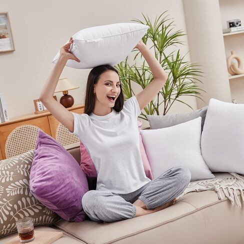Qeils 18 x 18 Pillow Inserts Set of 2 White Throw Pillow Inserts with Soft Polyester Cover - Rectangle Square Interior Sofa Pillow Inserts Decorative Pillow Insert White Couch Pillow in Saudi Arabia