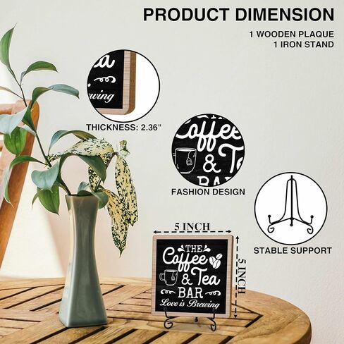 Coffee & Tea Bar Decor Signs Coffee Table Decor, Coffee and Tea Station Accessories, Coffee Themed Gifts Wood Desk Decor (H26) in Kuwait