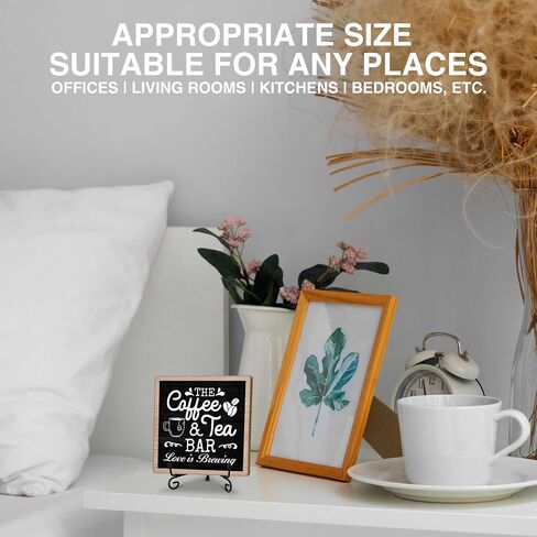 Coffee & Tea Bar Decor Signs Coffee Table Decor, Coffee and Tea Station Accessories, Coffee Themed Gifts Wood Desk Decor (H26) in Kuwait