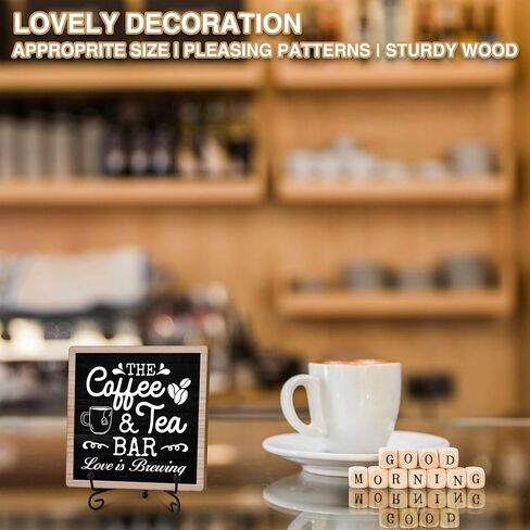 Coffee & Tea Bar Decor Signs Coffee Table Decor, Coffee and Tea Station Accessories, Coffee Themed Gifts Wood Desk Decor (H26) in Kuwait