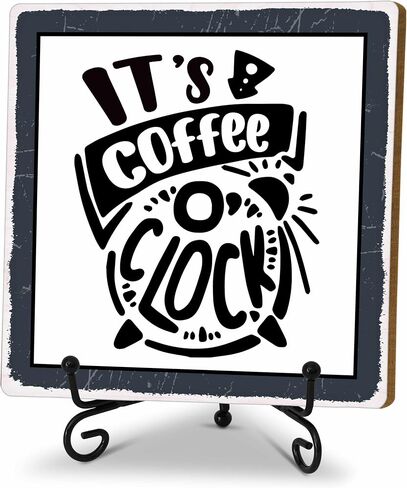 Coffee & Tea Bar Decor Signs Coffee Table Decor, Coffee and Tea Station Accessories, Coffee Themed Gifts Wood Desk Decor (H26) in Kuwait