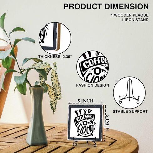 Coffee & Tea Bar Decor Signs Coffee Table Decor, Coffee and Tea Station Accessories, Coffee Themed Gifts Wood Desk Decor (H26) in Kuwait