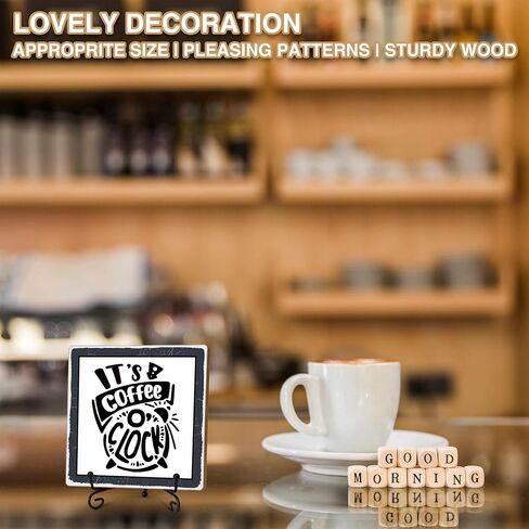 Coffee & Tea Bar Decor Signs Coffee Table Decor, Coffee and Tea Station Accessories, Coffee Themed Gifts Wood Desk Decor (H26) in Kuwait