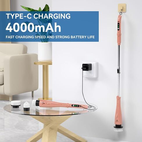 Electric Spin Scrubber with 11 Brushes Flashlight, 3 Adjustable Speeds, Electric Shower Scrubber, Electric Cleaning Brush - Multi-Purpose, Water Proof IPX7, Erogonomic Handle in Saudi Arabia