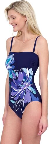 Gottex Water Lily Floral Print Women’s Bandeau One Piece Stylish Elegant Bathing Suit with Tummy Control Swim Essential in Saudi Arabia