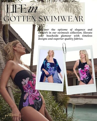 Gottex Water Lily Floral Print Women’s Bandeau One Piece Stylish Elegant Bathing Suit with Tummy Control Swim Essential in Saudi Arabia
