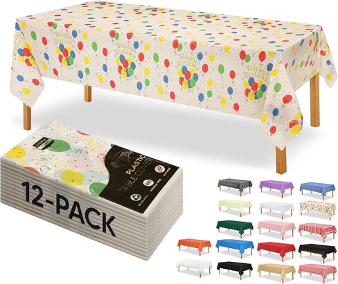 Utopia Kitchen Plastic Table Cloth Disposable (12 Pack - 54x108 Inch) White Rectangle Tablecloth Waterproof Stain Resistant Party Table Cover in Kuwait