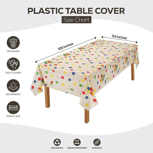 Utopia Kitchen Plastic Table Cloth Disposable (12 Pack - 54x108 Inch) White Rectangle Tablecloth Waterproof Stain Resistant Party Table Cover in Kuwait