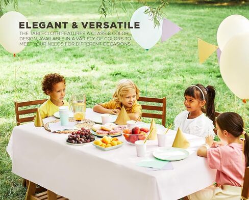 Utopia Kitchen Plastic Table Cloth Disposable (12 Pack - 54x108 Inch) White Rectangle Tablecloth Waterproof Stain Resistant Party Table Cover in Kuwait